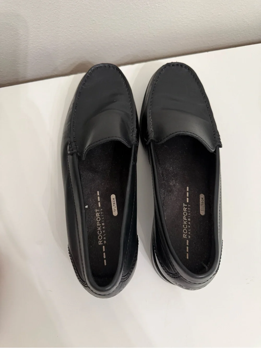 Rockport Walkability Dress Shoes Black Leather Loafers Men’s 8.5 Comfort Slip On